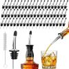 60-Pack Stainless Steel Pour Spouts for Liquor Bottles Oil Vinegar and Wine,Liquor Bottle Pourers with Rubber Dust Caps,Bar accessories