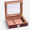 Glass Top Desktop Cigar Humidor,Wooden Cigar Box with Hygrometer Humidifier and Divider,Holds 30-35 Cigars