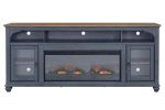 Bridgevine Home Americana 86 in Fireplace TV Stand for TVs up to 95 inches, Corduroy Blue Finish