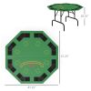 Foldable Poker Table Blackjack Texas Holdem Poker Game Table with Chips Tray & Cup Holders, 47" Octagon, Green
