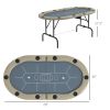 Soozier Foldable Poker Table, 70" Oval, Blackjack Texas Holdem, with Cup Holders, Blue
