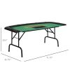 Soozier 72" Foldable Poker Table Portable Blackjack Table for 7 Players with Chip Cup Holder Green Felt