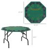 Soozier 48" 8 Person Octagonal Foldable Poker Table with Cup Holders Green Felt for Blackjack Poker Games