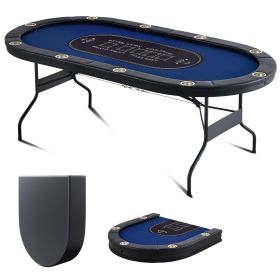 10 Player Foldable Poker Table, Blackjack Texas Holdem Poker Table with Padded Rails and Stainless Steel Cup Holders