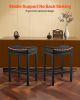 VEVOR Bar Stool Set of 2, PU Leather Counter Height Stools, 25 inch Barstool with Saddle-Seat and Metal Legs, Easy Assembly Backless Bar Chair