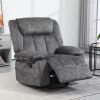HOMCOM Rocker Recliner Chair with Swivel, Fabric Reclining Chair with Cushion, Rocking Chair with Footrest, Charcoal Gray