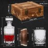 Whiskey Gift Set 14 pcs Whiskey Bottle and Old Fashioned Glasses 2 pcs Cocktail Smoker in Wodden Box with Wood Chips Whickey Stones 6 pcs Included Gif