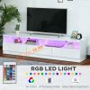 LED Lighted TV Stand for TVs up to 75", Modern TV Cabinet with Storage Drawers for Living Room, High Gloss White