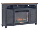 Bridgevine Home Americana 66 in Fireplace TV Stand for TVs up to 80 inches, Corduroy Blue Finish