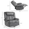 HOMCOM Rocker Recliner Chair with Swivel, Fabric Reclining Chair with Cushion, Rocking Chair with Footrest, Charcoal Gray