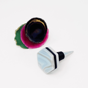Art Of Nature Three Stone Wine Stopper By Young (Color: Hexagon Trio)