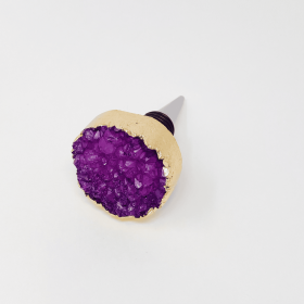 Crystal Mine Natural Stone Wine Stopper (Color: Raw Purple)