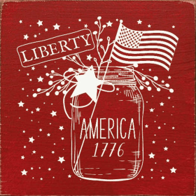 Liberty - America 1776  (Mason Jar) (Color: Red)