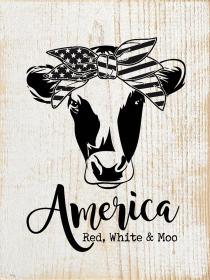 America. Red, White & Moo (Color: Sanded White)