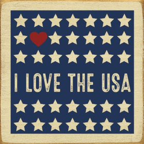 I Love The USA (Stars) (Color: Cream with Red and Blue)