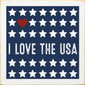 I Love The USA (Stars) (Color: Cottage White with Red and Blue)