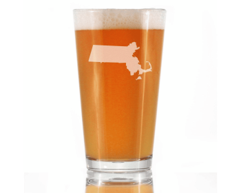 Outline Pint Glass for Beer (Option: Massachusetts)