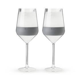 Wine FREEZE Stemmed Cooling Cups Set by HOST (Color: Gray)