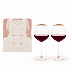 Rose Crystal Glass Set By Twine (Color: Pink/Red Wine)
