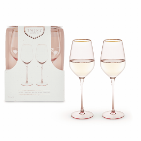Rose Crystal Glass Set By Twine (Color: Pink/White Wine)