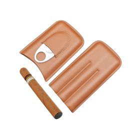 Portable Cigar Holster Humidor with Cutter (Type: Cigaret Box, Color: Brown)