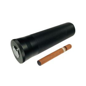 Portable Metal Humidor Cigar Tube Humidifier Storage Bin Humidity Display (Type: Cigaret Box, Color: Black)