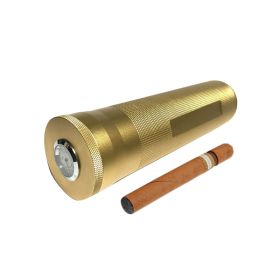 Portable Metal Humidor Cigar Tube Humidifier Storage Bin Humidity Display (Type: Cigaret Box, Color: Gold)