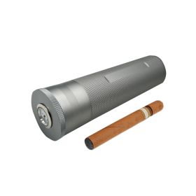 Portable Metal Humidor Cigar Tube Humidifier Storage Bin Humidity Display (Type: Cigaret Box, Color: Silver)