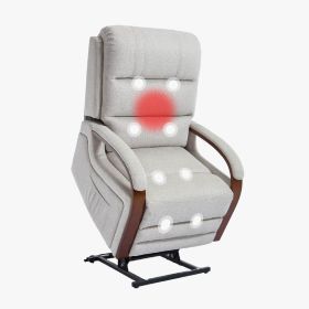 Recliner Chair for Adults, Massage Fabric Small Recliner Home Theater Seating with Lumbar Support (Main Material: Wood+Fabric, Main Color: Beige)