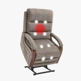 Recliner Chair for Adults, Massage Fabric Small Recliner Home Theater Seating with Lumbar Support (Main Material: Wood+Fabric, Main Color: Brown)