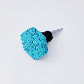 Another Class Hexagon Stone Wine Stopper By Young (Color: Turquoise)