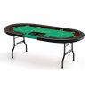 Upgraded 84" Folding Poker Table 10 Player Card Table with 10 Cup Holder for Texas Casino, Green/Red