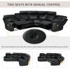 Home Theater Seating Manual Recliner with Cup Holder, Hide-Away Storage PU Reclining Sofa for Living Room, Home Theater