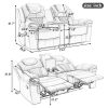 Home Theater Seating Manual Recliner Loveseat with Hide-Away Storage, Cup Holders and LED Light Strip for Living Room, Wine Red