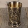 Vintage Egyptian Copper Alloy Wine Cup Embossed Shot Glasses Wine Bar Cocktail Cup One Shot Cup, 40ml