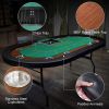 Upgraded 84" Folding Poker Table 10 Player Card Table with 10 Cup Holder for Texas Casino, Green/Red