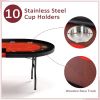 Upgraded 84" Folding Poker Table 10 Player Card Table with 10 Cup Holder for Texas Casino, Green/Red